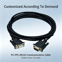 Cable de programación PLC personalizado de latón DC Splice DB9 a DB9, cable de comunicación PC-PPI+ para controlador Siemens S7-200