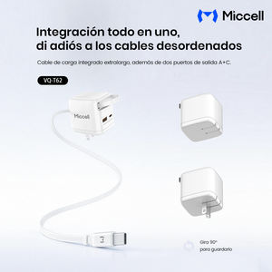 Cargador Miccell de 35 W GaN con Cable Retráctil Integrado y <span class=keywords><strong>Dos</strong></span> Puertos, Ideal para Viajes, Oficina y Hogar - Product Image 2
