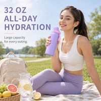 Bouteille d'eau isotherme en acier inoxydable de 24 oz avec logo, anti-fuite, pour fêtes, et gourde de course de 32 oz avec sangle