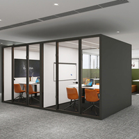 Station de travail insonorisée modulaire 4 pods de bureau mobiles extensibles pour hôpitaux entrepôts ateliers extérieurs aluminium unique