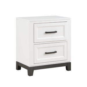 Mesita de noche blanca con 2 cajones, muebles de dormitorio de madera, 1 unidad - Product Image 3