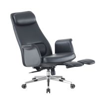Chaise de bureau de direction ergonomique de luxe moderne à dossier haut pivotant en cuir avec repose-pieds et appui-tête pour bureau à domicile, directeur général
