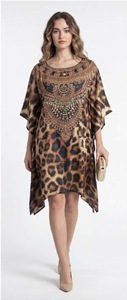 Robe longue tunique kaftan africaine en viscose pour femme, coupe ample, style poncho kimono, manches chauve-souris, finition soyeuse, mode bohème pour les vacances et la maison - Product Image 4