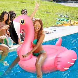 Flotador inflable de flamenco grande para fiesta, juguetes con mangos duraderos, flotadores de playa de verano, piscina hinchables, juguetes de piscina - Product Image 6