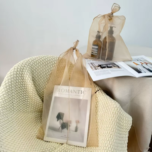 Custom Eco-friendly Polyester Organza Tote <b>Bag</b> Luxury Handle Woven-label Logo Printing <b>Transparent</b> Swimwear Shopping - Product Image 4