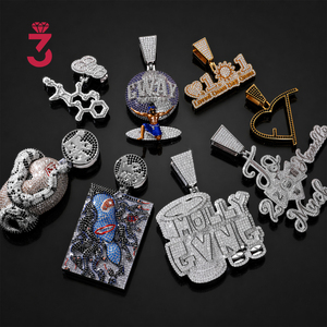 <strong>Custom</strong> Moissanite <strong>Pendant</strong> Name Pass Tester Moissanite Gra Certificate 925 Silver Fully Vvs <strong>Iced</strong> Out Hip Hop Moissanite <strong>Pendant</strong> - Product Image 2
