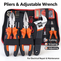 Kit d'outils à main pour électricien de 18 pièces avec multimètre numérique, sac en toile, ensemble d'outils de réparation sans perceuse électrique