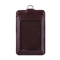 Porte-badge professionnel en cuir véritable avec cordon tour de cou personnalisé, durable, blocage RFID, fermeture à bouton, multifonctionnel