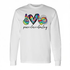 T-shirt à manches longues Peace Love Bowling Tie Dye pour les amateurs de bowling - Product Image 2