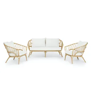 Современный ржавчина открытый диван из ротанга садовый диван набор роскошная плетеная мебель
