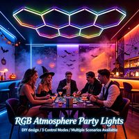 Lumières d'ambiance hexagonales modulaires RGB DIY avec télécommande APP pour la décoration de plafond de bar, discothèque et célébrations d'Halloween