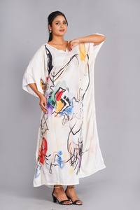 Kaftan en coton le plus vendu, Kaftan indien à motifs floraux, Robe kaftan en coton à motifs floraux, Tunique bohème grande taille, Prix de gros - Product Image 3