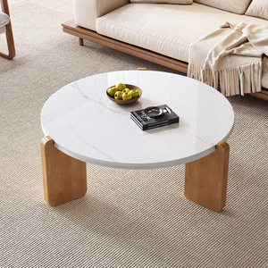 Nueva bandeja de frutas crema mesa de té para el hogar moderno Simple pequeño apartamento sentido avanzado plato de roca italiana mesa de té de madera maciza - Product Image 6