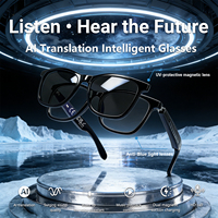 Lunettes de traduction en temps réel F75 AI avec musique, double chargement magnétique, étanches IPX5, légères et intelligentes