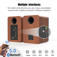 Haut-parleur Hi-Fi de bureau en bois fait main 50W pour enceinte bibliothèque active 5.3 avec woofer 4 pouces, modes DSP, RCA, optique, USB, idéal pour les soirées
