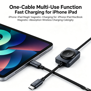 Cable de Carga Rápida 2 en 1 Tipo C PD de 100 W, Cargador Inalámbrico Magnético para Relojes IOS Serie Ultra <span class=keywords><strong>SE</strong></span>, Trenzado de Nailon - Product Image 6
