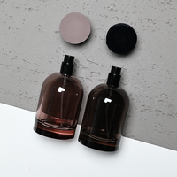 Nouveau produit, flacon de parfum rond de 50 ml, flacon de parfum noir dégradé de 100 ml avec emballage en boîte et couvercle en bois