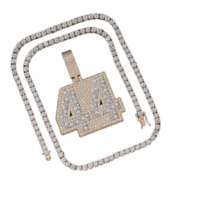 Thick Heavy Solid Number Iced Custom Letter Name <b>Initial</b> Logo Pendant 925 Silver Gold Plated Moissanite Hip Hop Style - Product Image 1
