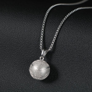 Collier avec pendentif de basket-ball en acier inoxydable pour hommes, bijoux de sport, chaîne au design de boule géométrique incluse, Sp1005 - Product Image 2