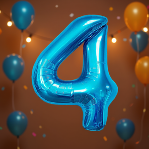 Globo Metálico Azul con Número 4 de 45cm para Fiestas de Cumpleaños Infantiles - Product Image 3