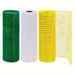 Dekorasi Natal gulungan jaring goni poliester untuk dekorasi Natal karangan bunga 10 "pita jaring Foil metalik karangan bunga PP - Product Image 5