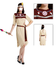 Costume d'Halloween indien pour femmes, hommes et enfants, ensemble de costumes pour la scène, performance, demoiselle, princesse indienne, cosplay, robe indienne - Product Image 3