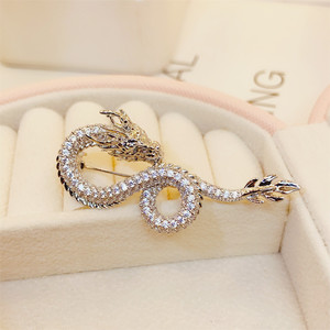 高品質ダイヤモンドドラゴンブローチゴールドとシルバーメッキジルコニアドラゴンブローチ - Product Image 4