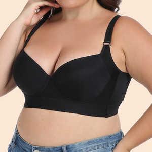 BCDEFG Sujetador de talla grande Estilo Europeo Americano Ropa interior sólida Ajustable Push-Up para <span class=keywords><strong>pecho</strong></span> grande Pequeño - Product Image 2