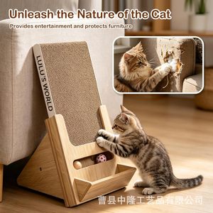 Griffoir en bois pour chat Lulus World, jouet durable pour chats d'intérieur avec rangement pour balles - Product Image 4