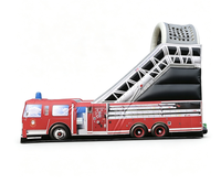 Toboggan gonflable en forme de camion de pompiers, toboggan gonflable sec en PVC pour enfants, idéal pour la location de fêtes et les parcs d'attractions