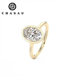 Bezel anello di fidanzamento matrimonio originale argento 925 solitario 4CT taglio ovale 5A Cubic Zirconia Lab anello di diamanti - Product Image 1