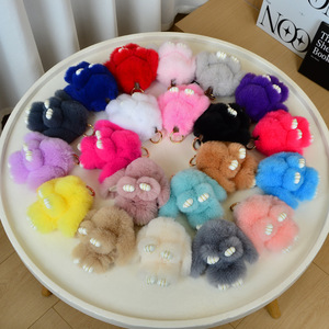 دمية أرنب صغيرة ملونة ولطيفة من سونغشان تويز، هدية معلقة 15 سم، سلسلة مفاتيح أرنب ناعمة للحقائب - Product Image 2