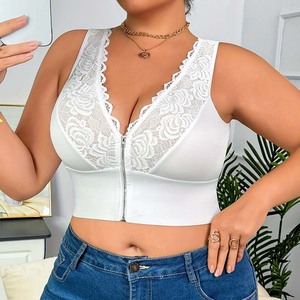 Nuovo <span class=keywords><strong>Reggiseno</strong></span> Push-Up SMOOTH Plus Size, Sottile, in Pizzo Sexy, con Chiusura Frontale, <span class=keywords><strong>Senza</strong></span> Ferretto, Coppa Intera, Ricamato, con Zip, Scollatura Profonda a V per Donna - Product Image 1