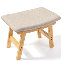 Tabouret moderne en bois Chaise Petit repose-pieds ottoman Tabouret de courtoisie avec pieds en bois massif