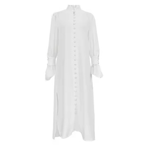 Robe longue élégante en lin uni pour l'été, en mousseline de haute qualité, idéale pour les vacances à la plage, style décontracté, pour femme - Nouvelle collection très prisée - Product Image 5