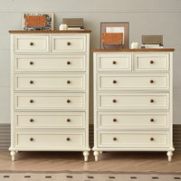 Commode à 5 tiroirs en bois de pin massif de style américain, meuble de rangement vintage moderne multifonctionnel pour chambre à coucher et salon