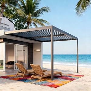 Pérgola Bioclimática Moderna y Minimalista con Motor Invisible y Tornillos Ocultos, Gazebo Motorizado de Aluminio 6063 T5 para Patio de Lujo - Product Image 2