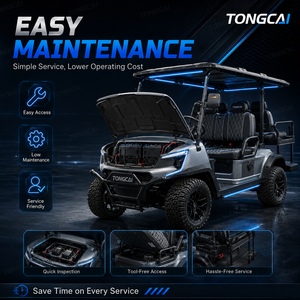 รถกอล์ฟ TongCai สำหรับสั่งซื้อจำนวนมาก 60V 4 ที่นั่ง แบตเตอรี่ลิเธียม 100Ah ยางสำหรับทุกสภาพพื้นผิว 4x4 สำหรับรีสอร์ท รถกอล์ฟที่เหมาะกับรีสอร์ท - Product Image 3