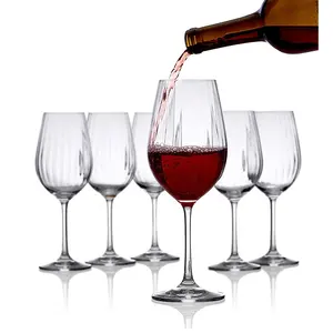 थोक काटने का निशानवाला लाल शराब चश्मा-नई डिजाइन क्रिस्टल जाम बिग शराब ग्लास झरना खड़ी काटने का निशानवाला धारियों बिना डंडी लाल सफेद शराब चश्मा