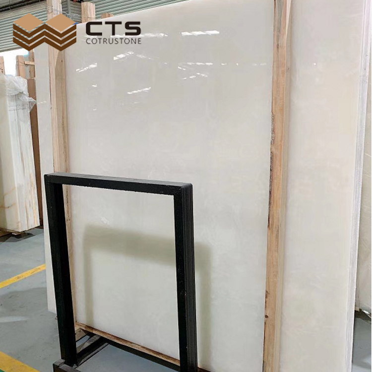 Polished Jumbo Size Chinese Stone Translucent Decoration Ice White Onyx Slab Price Marble
