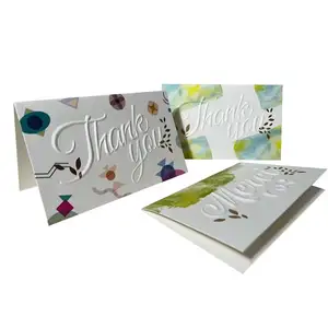 Custom 3d embossed Logo Design Both Printing Art Paper Postcards Thank You Greeting Cards Custom Business Thanks Card