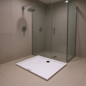 Base de Ducha Rectangular Blanca de ABS, 35.4x27.6x1.6 Pulgadas, con Drenaje Central, Diseño Minimalista Decorativo - Product Image 2