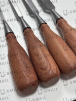 Ensemble de ciseaux à bois professionnels de qualité supérieure pour la sculpture sur bois, outils de haute dureté, manche en bois de séquoia, type 100CRV 750 (4 pièces)