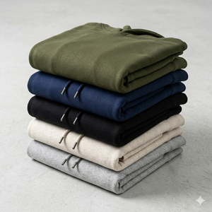 Ensemble de survêtement polaire <span class=keywords><strong>d</strong></span>'hiver pour homme, 2 pièces, avec sweat à capuche et pantalon de jogging, personnalisable avec logo, vente en gros, uni - Product Image 3