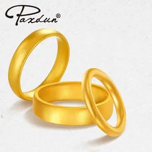 Wholesale Custom 24k Real Time Price In Dubai 999 Pure Gold Solid Gold Ring For Couple Men Women Wedding