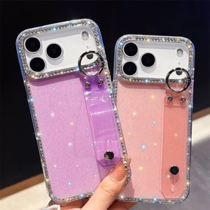 Funda de lujo con diamantes y purpurina de TPU para iPhone 17 Air 16 15 Pro Max, con soporte DIY y cubierta trasera transparente para la lente - Product Image 1