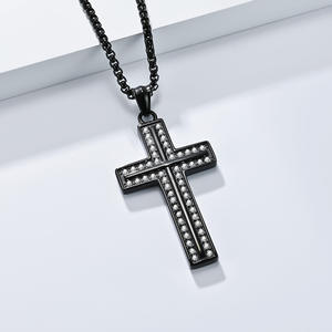 Hip Hop circón Cruz religiosa Anti no deslustre libre impermeable Acero inoxidable moda joyería colgante collares hombres al por mayor - Product Image 4
