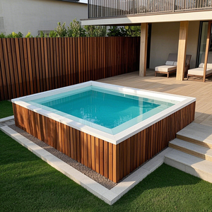 Piscine familiale extérieure en bois composite (WPC) avec spa de nage en acrylique de qualité hôtelière, piscine en fibre de verre au sol, outils et accessoires de piscine en promotion - Product Image 5