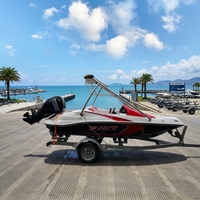 Sertifikat CE Kapal Mini Berkualitas Tinggi 15ft untuk Olahraga Air, Kapal Cepat dengan Bimini Top, Kapasitas 4 Orang, Yacht Fiberglass, Mesin 60hp-90hp