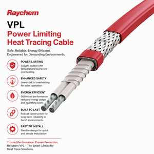 สายเคเบิลทำความร้อนแบบจำกัดกำลังไฟฟ้า Raychem <span class=keywords><strong>VPL</strong></span> สำหรับป้องกันการแข็งตัวของท่อถังในโรงงานเคมีและระบบไล่ไอน้ำ - Product Image 1